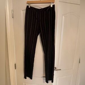 White House Black Market Black Bootcut Pants with thin gold stripes